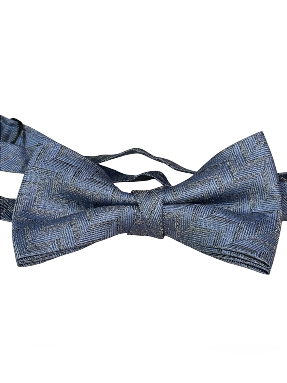 St. DuPont Vintage Men's Blue Herringbone Silk Bow Tie